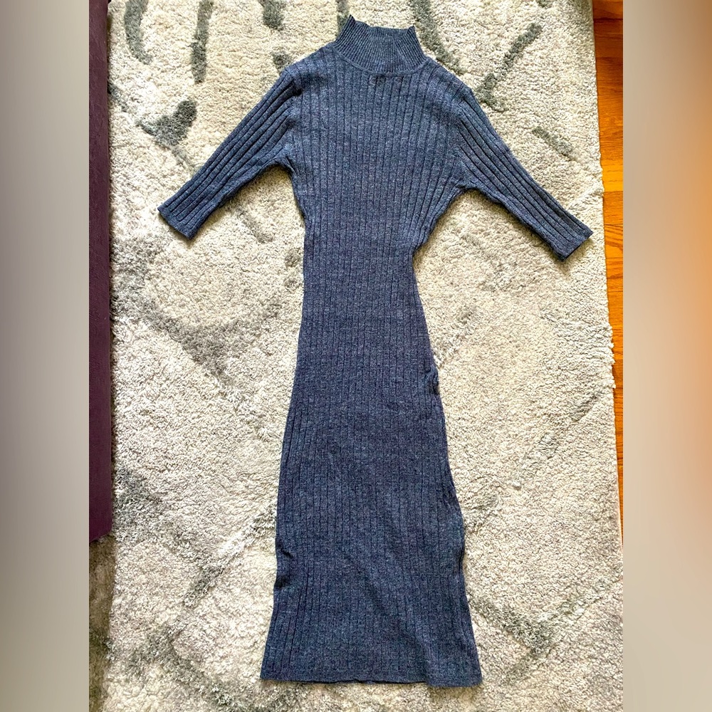 Zara Midi Ribbed Sweater Dress